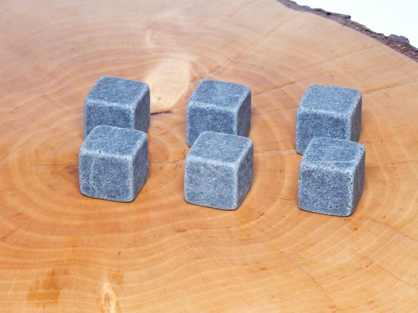 Whiskysteine, 6x, Kühlsteine aus Granit - Whisky ICE Cubes Stone, Felsgrau