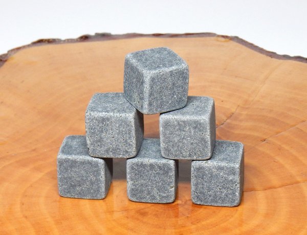 Whiskysteine, 6x, Kühlsteine aus Granit - Whisky ICE Cubes Stone, Felsgrau
