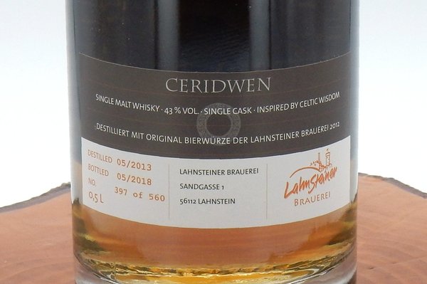 Lahnsteiner Brauerei Ceridwen 2013/2018 Single-Malt-Bier-Whisky 43%
