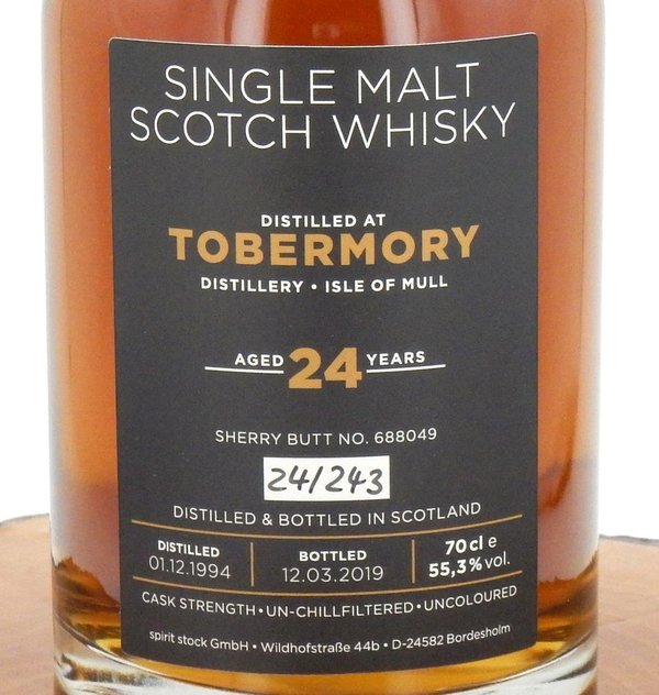 Tobermory 24 Jahre 1994/2019 Cask 688049 Sherry Butt 55,3% (Spirit Stock)