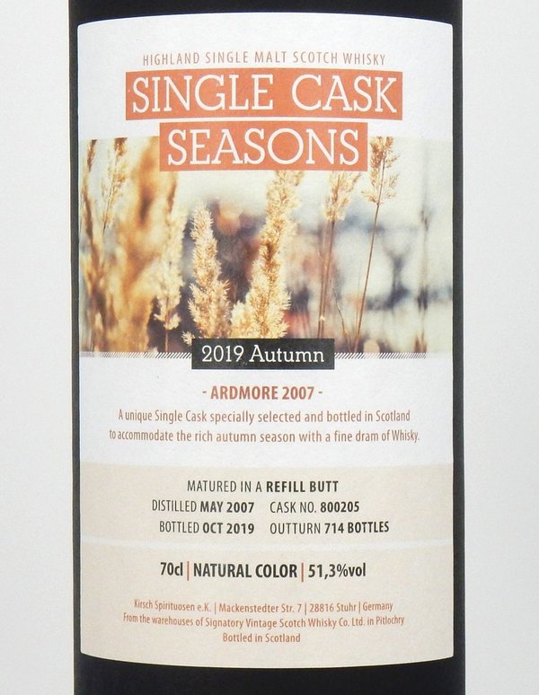 Ardmore 2007/2019 Single Cask Seasons Autumn 2019 #800205 51,3% (Signatory Vintage)
