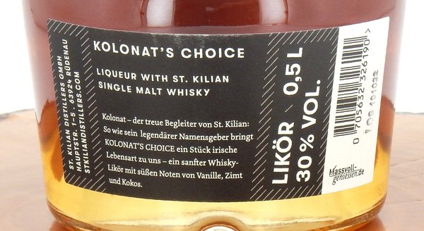 St. Kilian Whiskyliqueur - Kolonats Choice 30%  500ml
