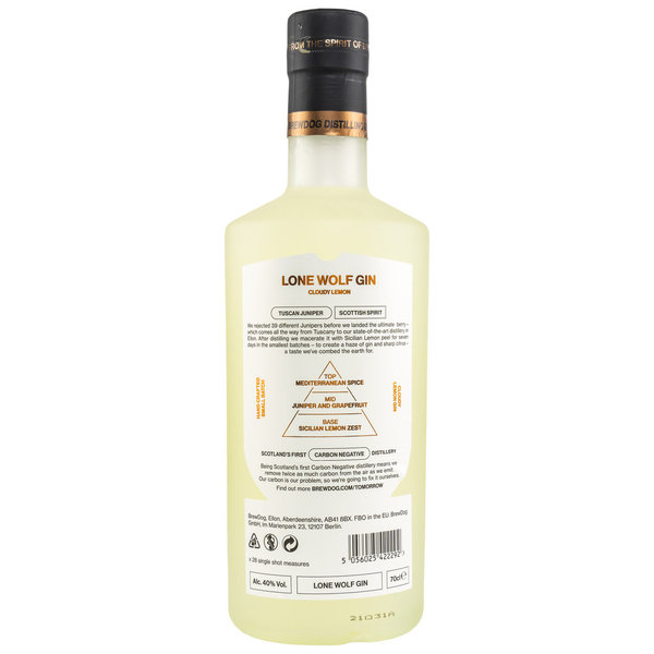LoneWolf Cloudy Lemon Gin - BrewDog 40% (GIN)