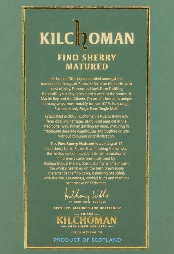 Kilchoman Fino Sherry Matured 46% (2020)