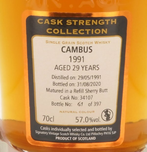 Cambus 1991/2020 29 Jahre Cask #34107 57% (Signatory Vintage)