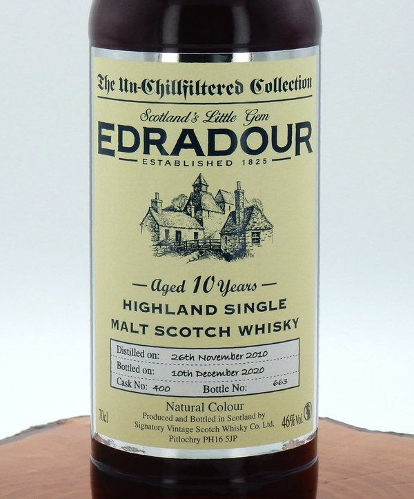 Edradour 2010/2020 dark Sherry Cask #400 Un-Chill. 46% (Signatory Vintage)