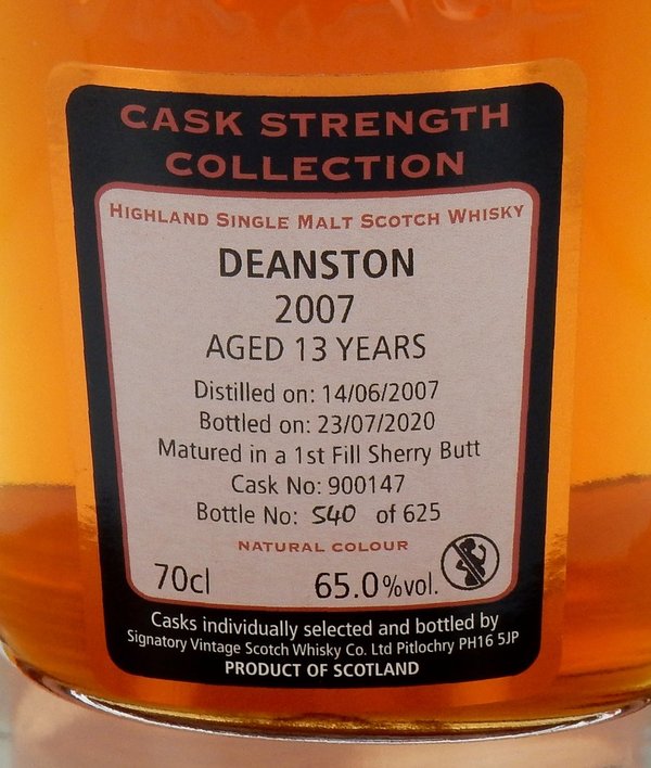 Deanston 2007/2020 13 Jahre Cask #900147 65% (Signatory Vintage)
