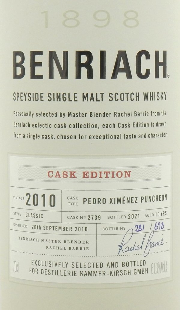 Benriach 10 Jahre Single Cask #2739 61,3% (Exclusiv Kammer Kirsch)