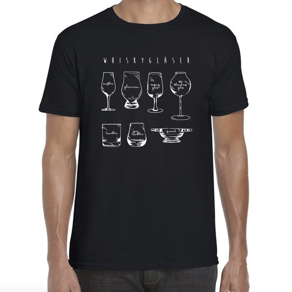 T-Shirt Whiskygläser S-XXL, schwarz (Zubehör/Bekleidung)