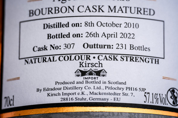 Ballechin 2010/2022 Bourbon Cask #307 Heavily Peated 57,1% (Exclusiv Kirsch)