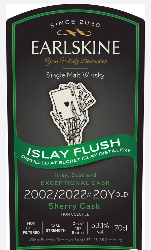 ISLAY FLUSH 2002/2022 20 Jahre Exceptional Cask 53,1% 0,05l (Miniatur/Earlskine)