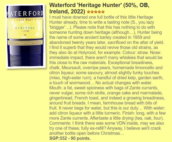 Waterford  Heritage Hunter 1.1 50% (Irland / Irish Whiskey)